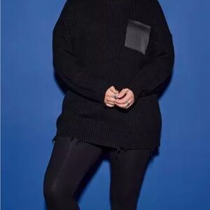 Torrid Lovesick Distressed Satin Pocket Pullover Sweater